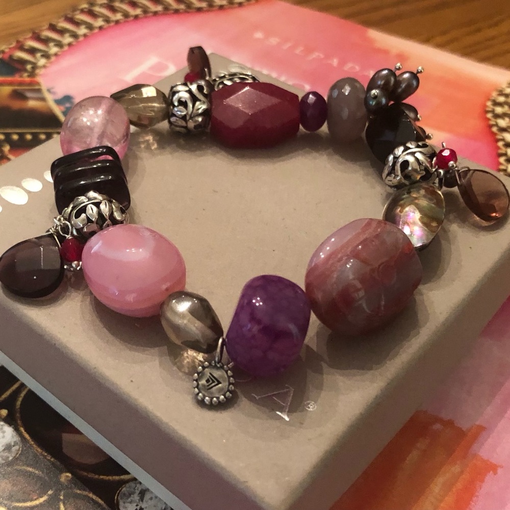 Silpada Sterling Silver Agate Quartz Fruit Basket Stretch Bracelet B2320